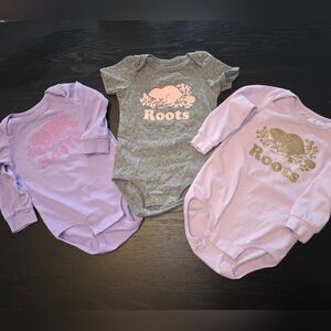 Bundle Roots Baby Bodysuit Trio - Gray and Lavender